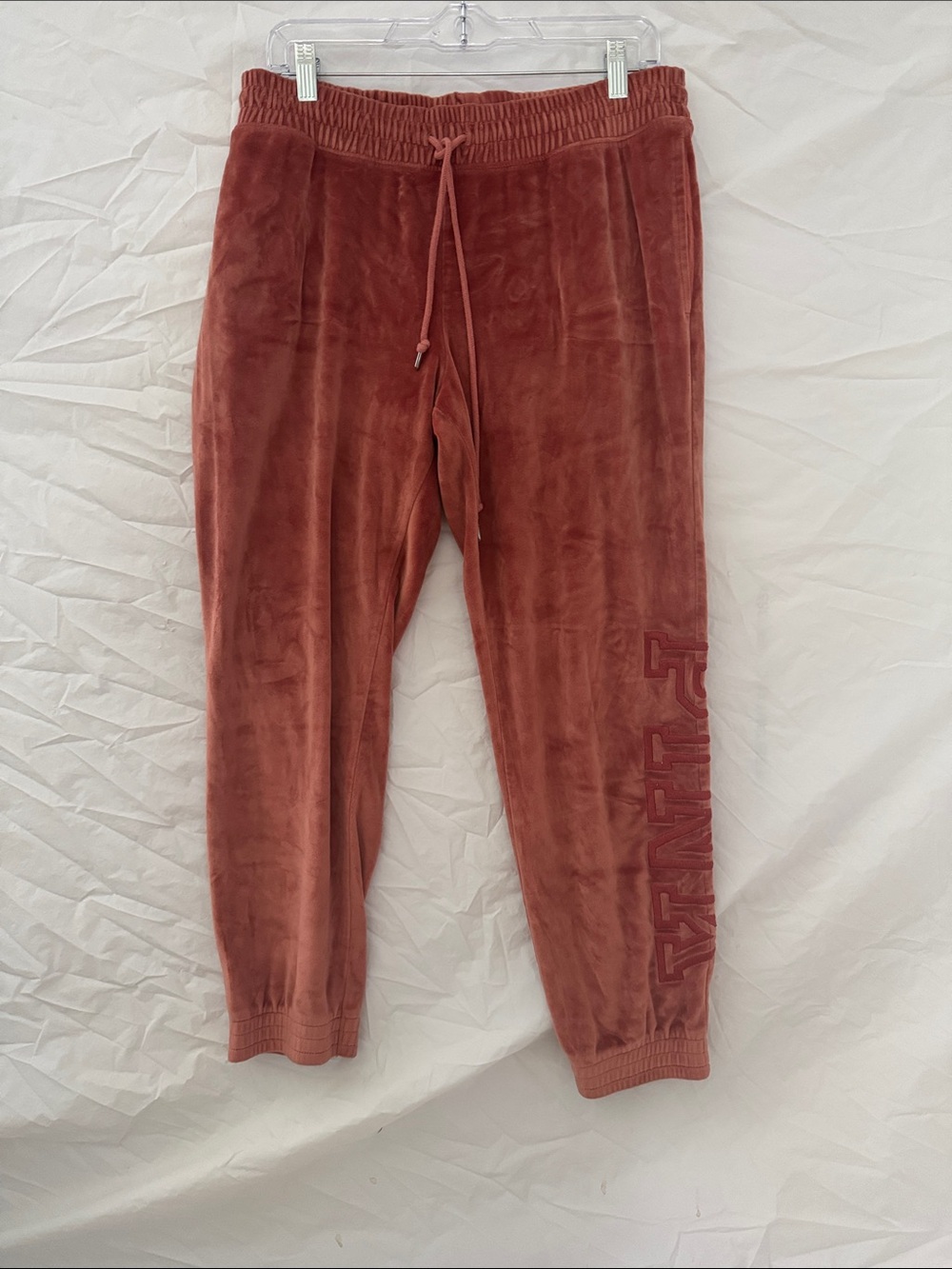PINK Victoria's Secret Rust Orange Velour Joggers - Picture 1 of 4